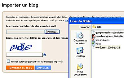 importer des fichiers xml dans blogger
