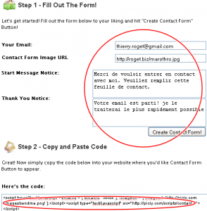 créer une formulaire sans diffuser votre mail pour éviter le spam