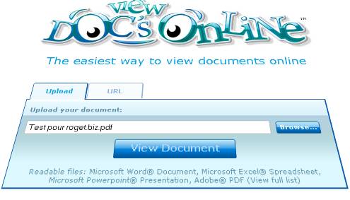 doconline pour visualiser des documents word, powerpoint, excel en ligne