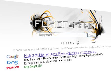 metamoteur fusion search : yahoo, bing, google